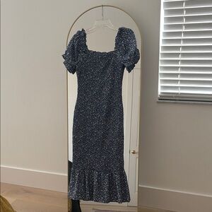 Floral Blue Midi Dress